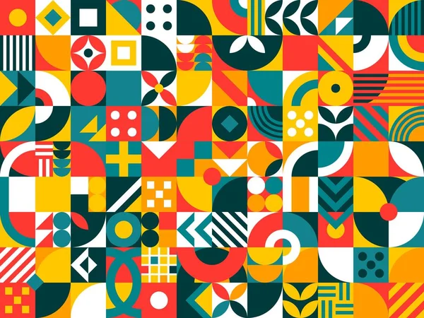Современная Геометрическая Сетка Абстрактный Мозаичный Векторный Фон Скандинавский Швейцарский Bauhaus — стоковый вектор
