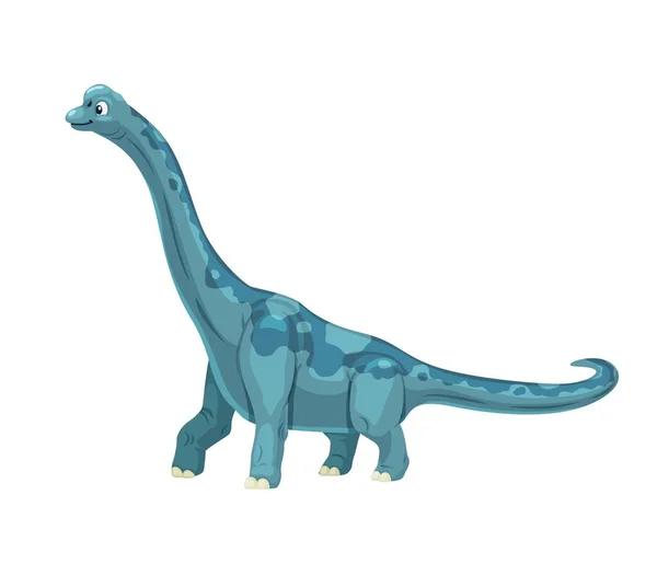 Cartoon Brachiosaurus Personaggio Dinosauro Paleontologia Rettile Lucertola Preistorica Sorridente Mascotte — Vettoriale Stock