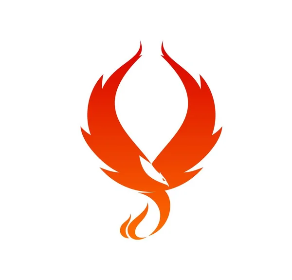 Phoenix Rising Fire Bird Icon Flying Bird Flaming Wings Tail — Stock Vector