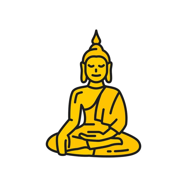 Oración Del Buda Tian Tan Zen Persona Meditante Estatua Oro — Vector de stock
