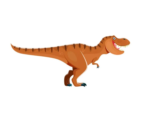 Dessin Animé Tyrannosaure Dinosaure Personnage Rex Reptile Disparu Isolé Dinosaure — Image vectorielle