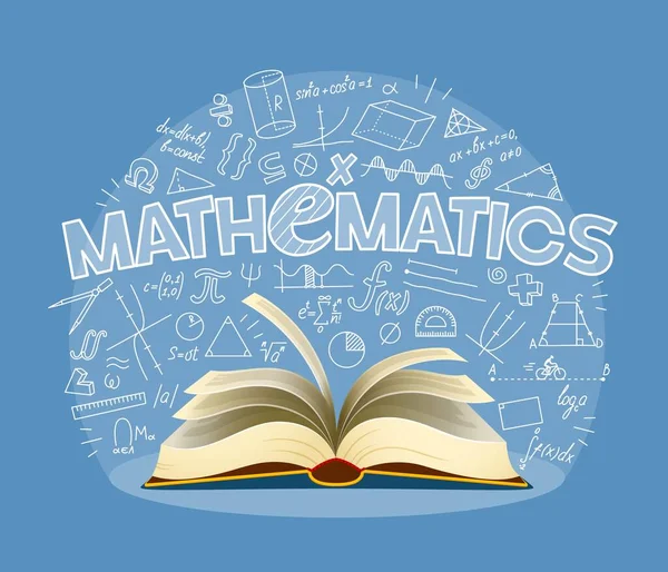 数学の教科書 学校教育の背景 大学や大学の知識ベクトルの概念 代数と幾何学の手書き式と数学の科学の背景 本を開いた — ストックベクタ