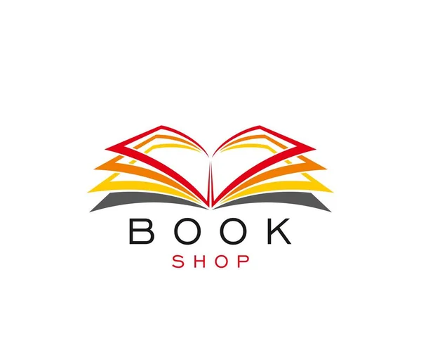 オープンページのブックショップアイコン ライブラリストアまたは書店ベクトルシンボル 知識や学校や大学の文学図書館や電子ブックアプリの辞書の書店サイン — ストックベクタ