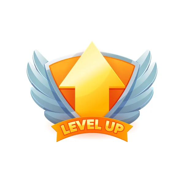 Game Level Badge Win Icon Vector Bonus Rank Reward Emblem — Stock Vector
