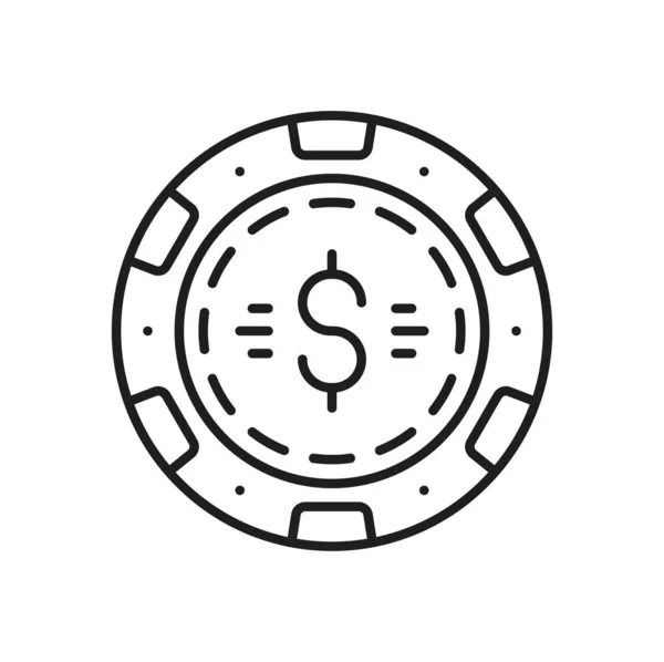 Casino Chips Poker Roulette Betting Token Isolated Outline Icon Vector — Stock Vector