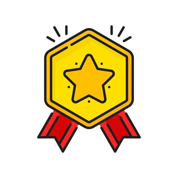 Qualitätsgarantie Medaille Mit Rang Stern Und Schleife Vektor Symbol Auszeichnung — Stockvektor