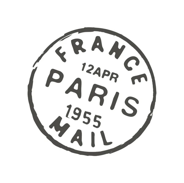 巴黎邮资和邮票 法国邮寄城市信袋墨印 邮寄出境国家或欧洲地区的旧矢量印或邮寄法国巴黎城市标志 — 图库矢量图片