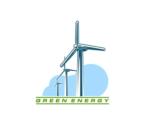 Ikona Větrné Turbíny Zelené Energie Energie Výroby Elektřiny Vektorová Značka — Stockový vektor