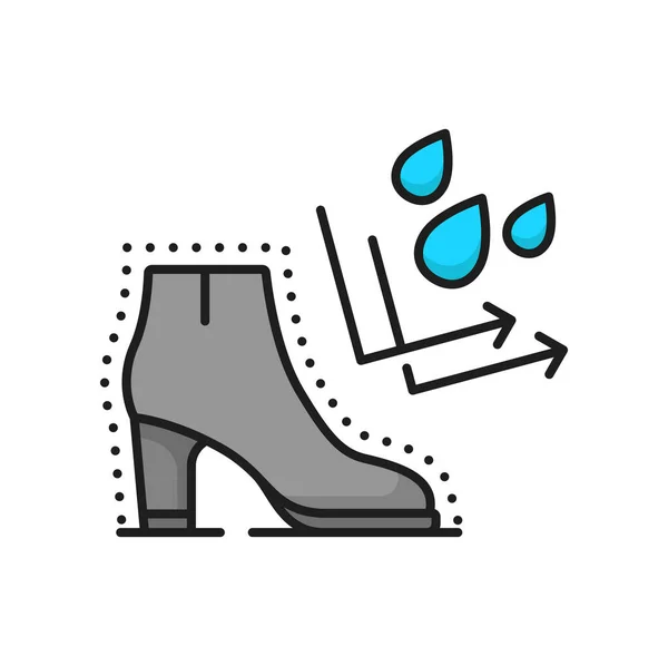 防水材料で保護された革やゴム通気性ブーツ 防水靴隔離アウトラインアイコン ファッション防水履物 — ストックベクタ