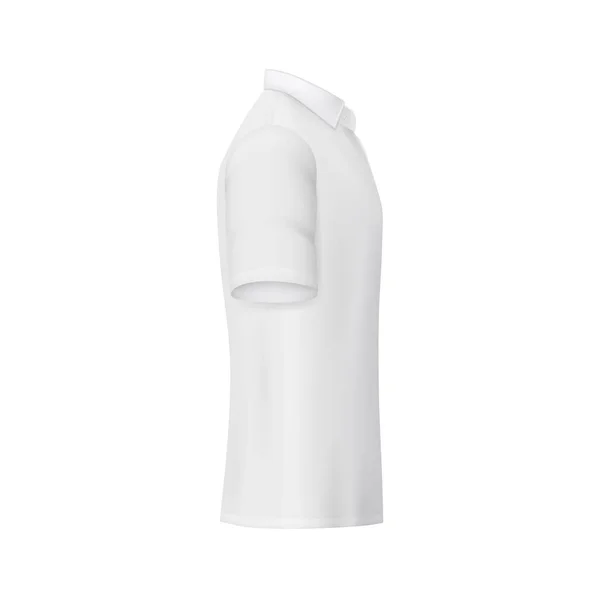 Camisa Homens Brancos Polo Mockup Vetor Vestido Masculino Com Mangas — Vetor de Stock