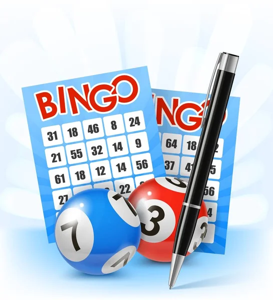 Bola Lotere Bingo Dan Tiket Taruhan Judi Keberuntungan Loto Kesempatan - Stok Vektor
