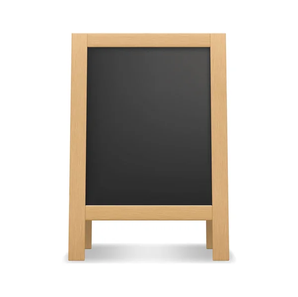木板3D矢量模型 带有空白黑板的木制框架显示板 用于展示咖啡店或街边咖啡馆的菜单项目或促销内容 — 图库矢量图片