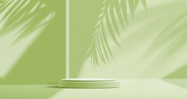 Пістаріо Подіум Фоном Пальмового Листя Векторна Платформа Відображення Продукту Зелений — стоковий вектор