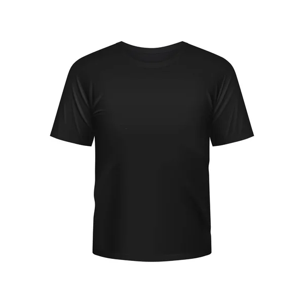 Μαύρο Αθλητικό Μπλουζάκι Για Άνδρες Vector Mockup Απομονωμένο Shirt Κοντά — Διανυσματικό Αρχείο