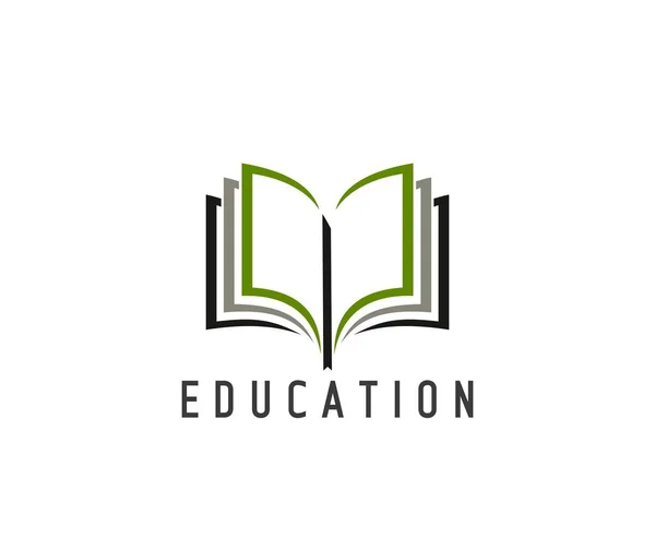Eğitim Kitabı Kütüphane Depo Sözlük Vektör Simgesi Yeşil Sayfa Siyah — Stok Vektör