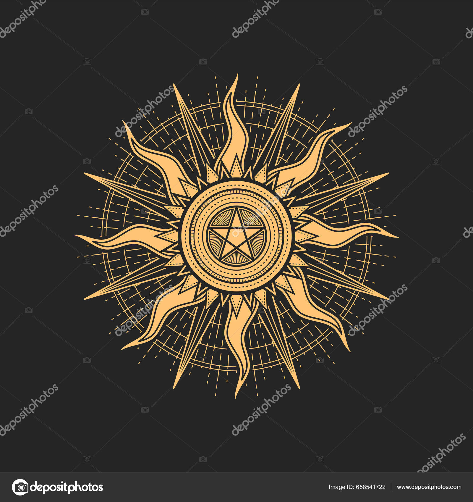 Ezoterikus Okkult Pentagram Kőműves Vagy Tarot Szimbólum Vektor Szent  Csillagjel Stock Vektor: ©Seamartini 658541722