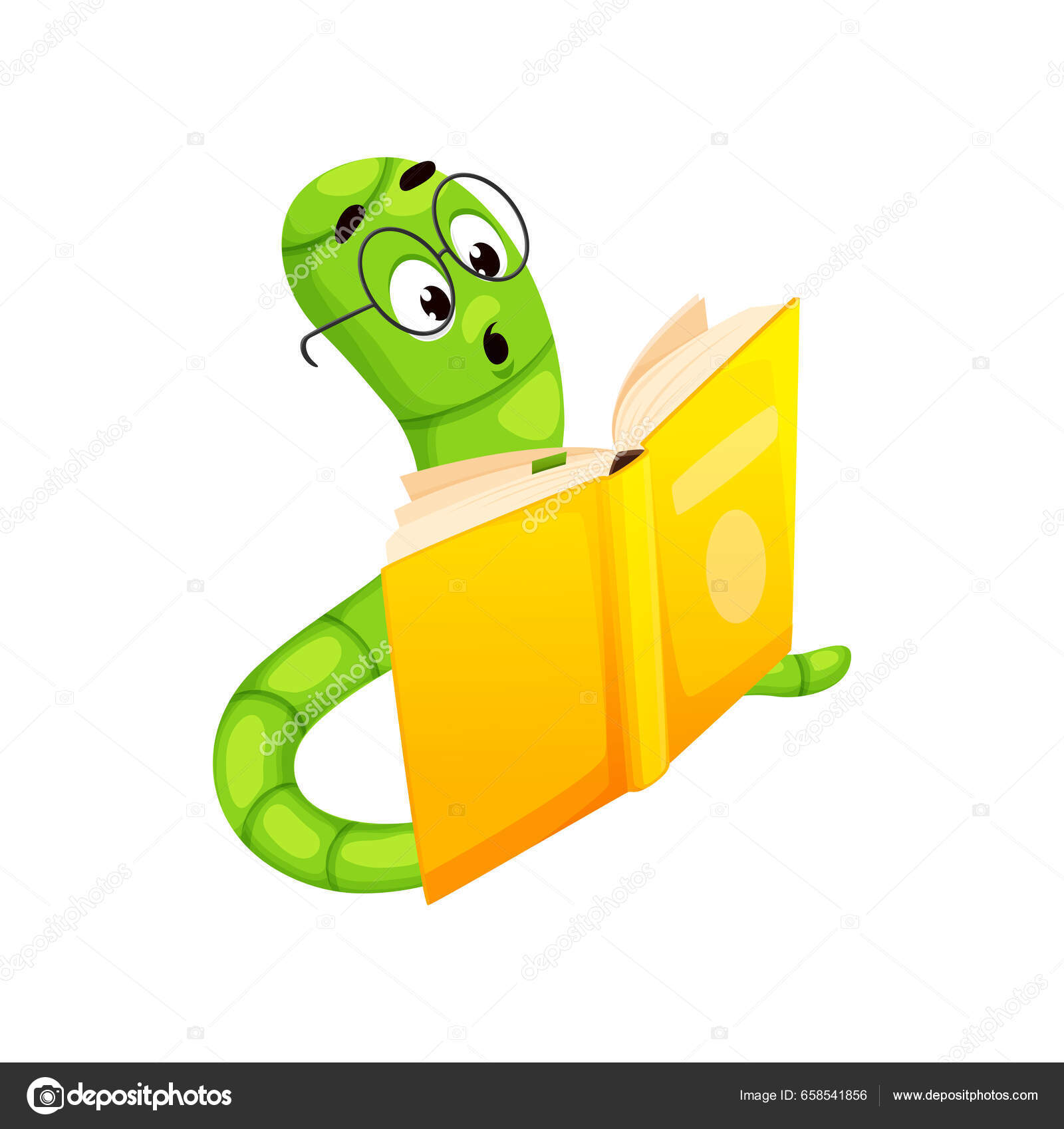 Personagem Bookworm Dos Desenhos Animados Animal Worm Livro Com Expressão  imagem vetorial de Seamartini© 658541856