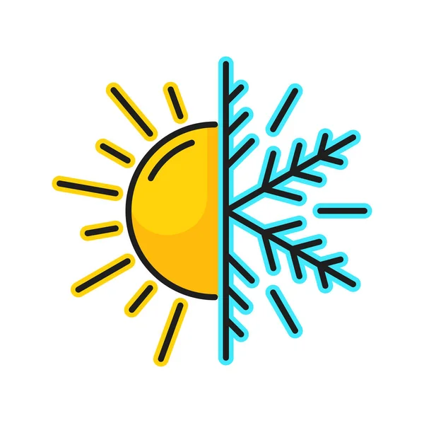 Символ Дышащей Кровати Солнца Снежинки Двухсторонний Летний Зимний Матрас Иконой — стоковый вектор