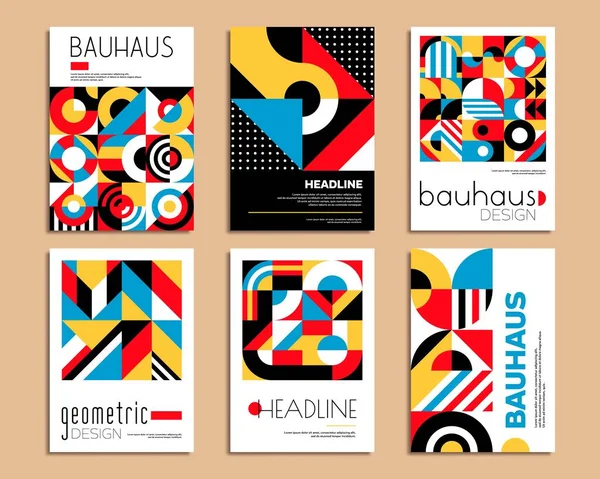 Bauhaus Posters Geometric Abstract Background Patterns Company Event Promo Flyer — Stock Vector