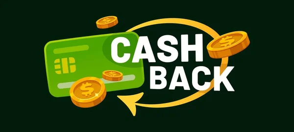 Cashback Service Credit Debit Plastic Card Returned Coins Bank Account — Stock Vector