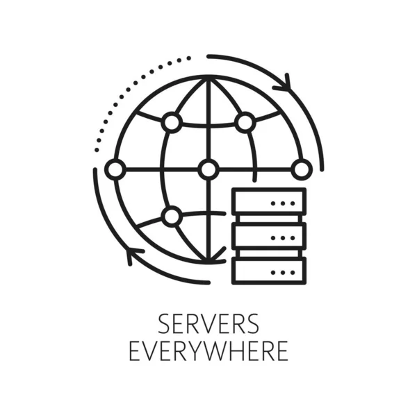 Servers Everywhere Cdn Content Delivery Network Icon Thin Line Proxy — Stock Vector