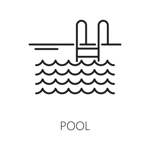 Das Symbol Der Schwimmbadlinie Das Lineare Symbol Der Unterkunft Für — Stockvektor
