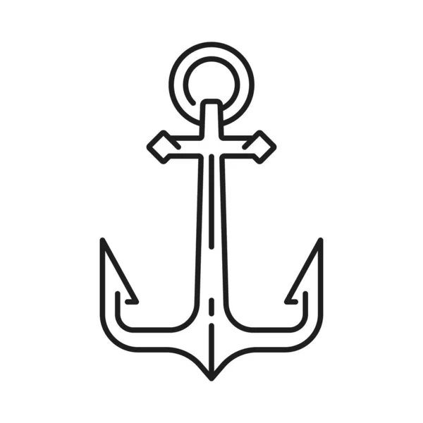 Ancre Navire Nautique Icône Ligne Voyage Océanique Symbole Contour Équipement — Image vectorielle