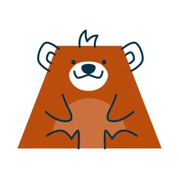 平行四辺形の動物をクマ漫画 面白い笑顔の顔 幾何学的なかわいい性格 就学前と幼稚園のキャラクターを持つ図 — ストックベクタ