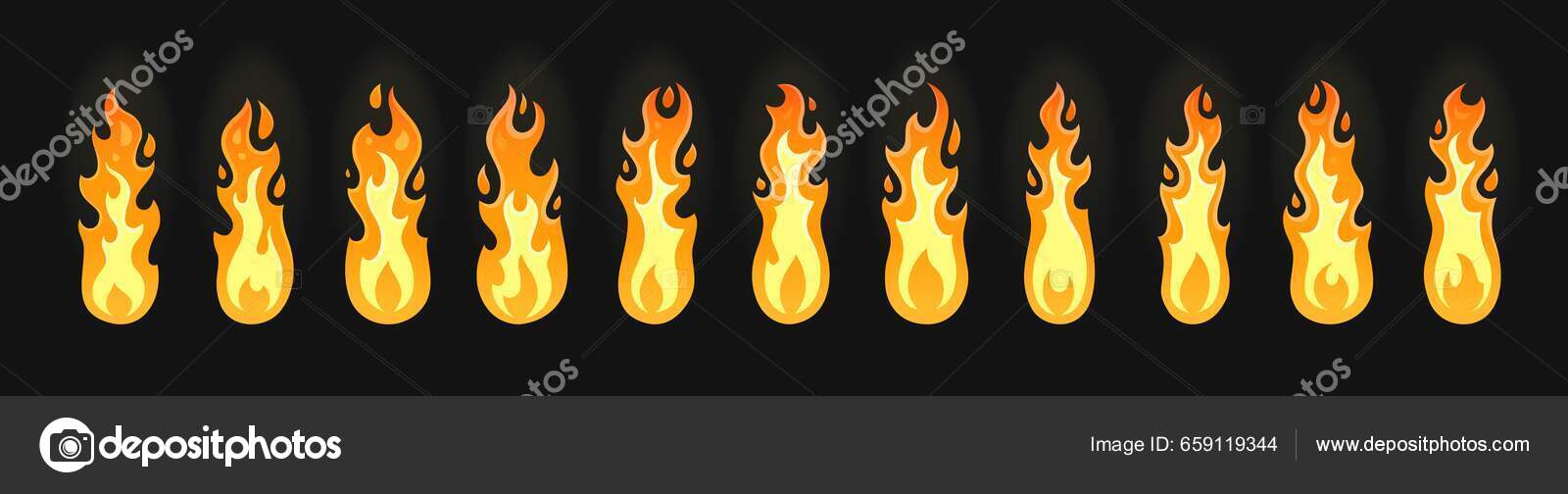 Dibujos Animados Fuego Llama Sprite Animación Hoguera Quemadura Antorcha  Efecto Vector de stock por ©VectorTradition 659119344, image size:1600x504