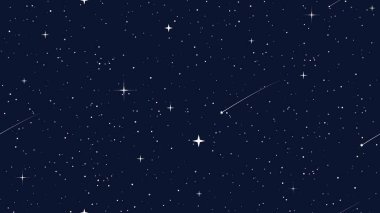 Yıldızlı uzay kusursuz desen. Galaksi parlak yıldızlar kumaş baskısı, astronomi bilimi yıldız ışığı arka planı ya da gece gökyüzü duvar kağıdı vektör deseni. Parlayan yıldızlar ve kuyrukluyıldızlarla evrensel yıldız deseni