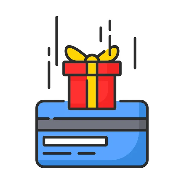 Gift Card Icon Loyalty Reward Benefits Special Bonus Points Prize — Stock Vector