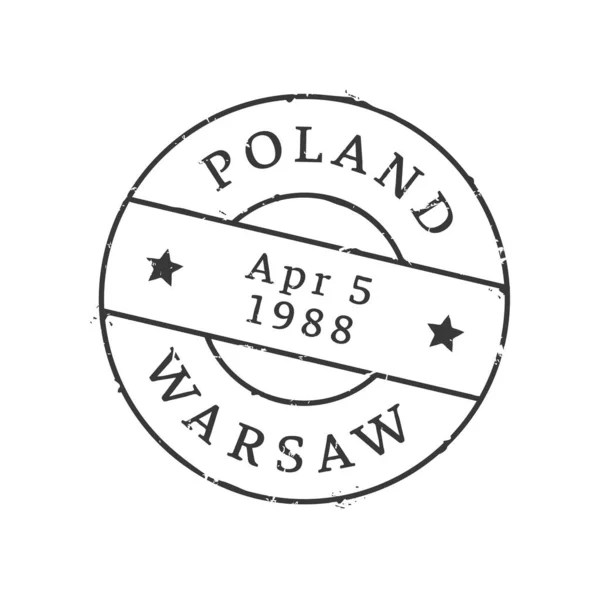 Postagem Varsóvia Selo Postal Postage Polônia Selo Tinta Cidade Envelope — Vetor de Stock