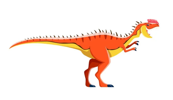 Cartoon Monolophosaurus Personaggio Dinosauro Giurassico Dino Vettore Divertente Rettile Dinosauro — Vettoriale Stock