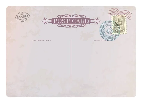 Antique Postcard Retro Postage Stamp Vintage Mail Vector Background Old — Stock Vector