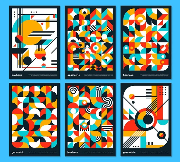 Geometrische Bauhaus Posters Abstracte Patronen Geometrische Vormelementen Presentatiepagina Van Het — Stockvector