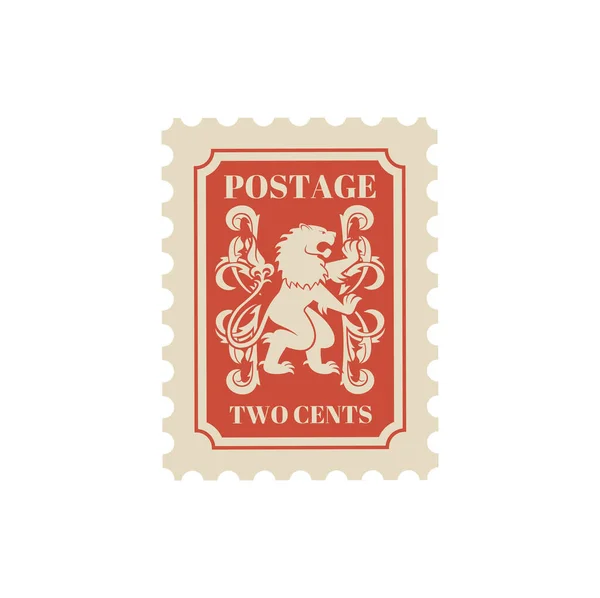 Antique Postcard Retro Postage Stamp Vintage Mail Heraldry Lion Historic — Stock Vector