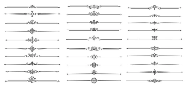 Вінтажні Дільники Процвітають Кордони Рамкові Лінії Векторними Квітковими Орнаментами Елементами — стоковий вектор