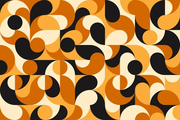 现代几何图形网格的彩色圆形形状 Vector Background Abstract Ornament Yellow White Brown Black Simple — 图库矢量图片