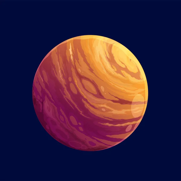卡通橙色太空行星为幻想星系游戏 矢量外星世界地球 幻想银河巨型橙色行星 外太空熔岩表面 用于外星文明或宇宙天空 — 图库矢量图片