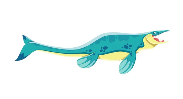 漫画タイロサウルス恐竜のキャラクター 孤立した先史時代の水生生物 絶滅した水生恐竜や巨大なトカゲ 中生代の野生動物肉食動物海洋モンスターベクトル漫画の性格 — ストックベクタ