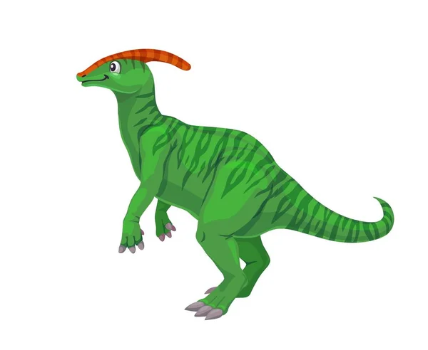 Cartoon Parasaurolophus Dinosaurus Personage Paleontologie Uitgestorven Dier Prehistorische Hagedis Kinderachtige — Stockvector