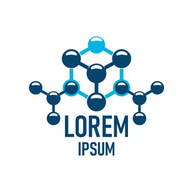 Molekül ikonu, nanoteknoloji moleküler bilim ve tıp veya nano teknoloji vektör sembolü. Kimya, biyoteknoloji, kimya laboratuvarı veya tıbbi laboratuvar ve molekül atomu işareti araştırma şirketi