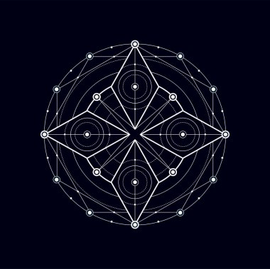 Ezoterik kabile işareti izole edilmiş geometrik şekil, masonik simetrik işaret. Kutsal vektör ezoterik sembol, dövme tasarımı elementi. Simya Mistik Dekorasyonu