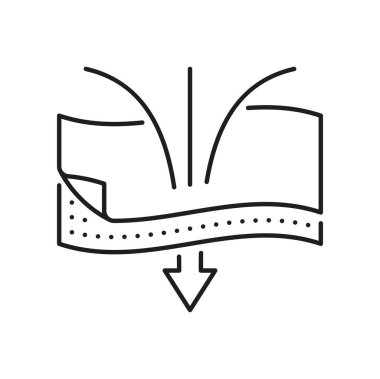 Madde katmanı ikonu, lif kumaş seviyesi filtresi. Su geçirmez, zar bazlı tekstil özellikleri, solunabilir, sıvı dirençli yüzey yığınları.