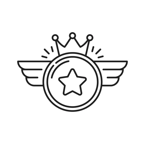 Distintivo Estrela Com Asas Coroa Real Acima Bônus Vector Prêmio — Vetor de Stock
