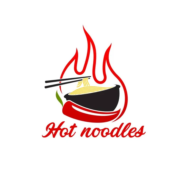 Hot Ramen Nudle Ikona Hůlkami Červeným Pepřem Čínské Kuchyně Vektorový — Stockový vektor