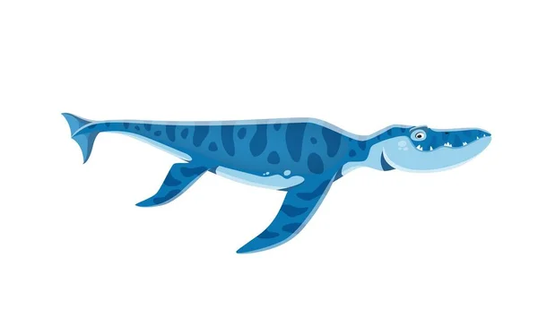 漫画Liopleurodon恐竜の文字 先史時代の水生爬虫類または絶滅した動物 隔離された古生物海洋トカゲ ジュラ紀の野生動物の海の生き物 海の恐竜のベクトルかわいい性格 — ストックベクタ