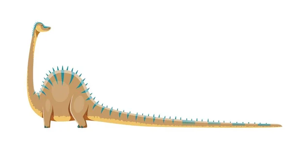 漫画Dipldocus恐竜の文字 古代の野生動物 古生物学恐竜や先史時代のトカゲ ジュラ紀絶滅した草食動物の爬虫類かわいいですベクトル人格とともに長い首と尾 — ストックベクタ