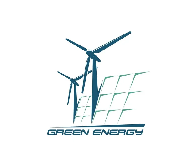 Turbin Angin Dan Ikon Panel Surya Energi Hijau Dan Pembangkit - Stok Vektor