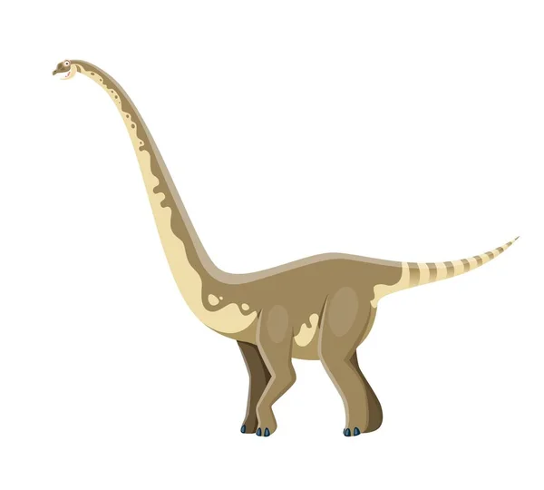 漫画Omeisaurus恐竜のキャラクター 絶滅した生物 古代の野生生物の怪物や先史時代のトカゲ 長い首を持つ古生物学動物 ジュラ紀の草食恐竜かわいいベクトルパーソナージュ — ストックベクタ